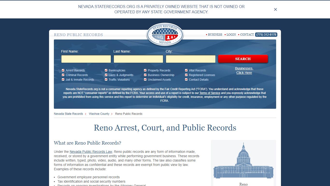 Reno Arrest and Public Records | Nevada.StateRecords.org